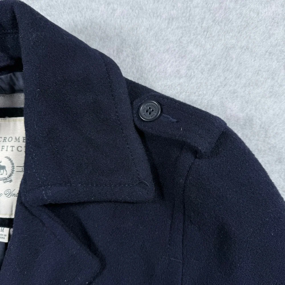 Vintage Abercrombie & Fitch Womens Medium Navy Blue Wool Blend Peacoat Jacket - Picture 8 of 16